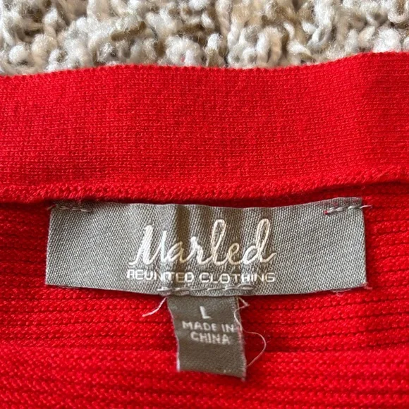 Vibrant Red Women's Sweater with Button Accents - Picture 2 of 12